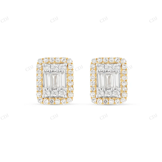 Baguette illusion Moissanite Diamond Stud Earrings Stud earrings CustomDiamJewel