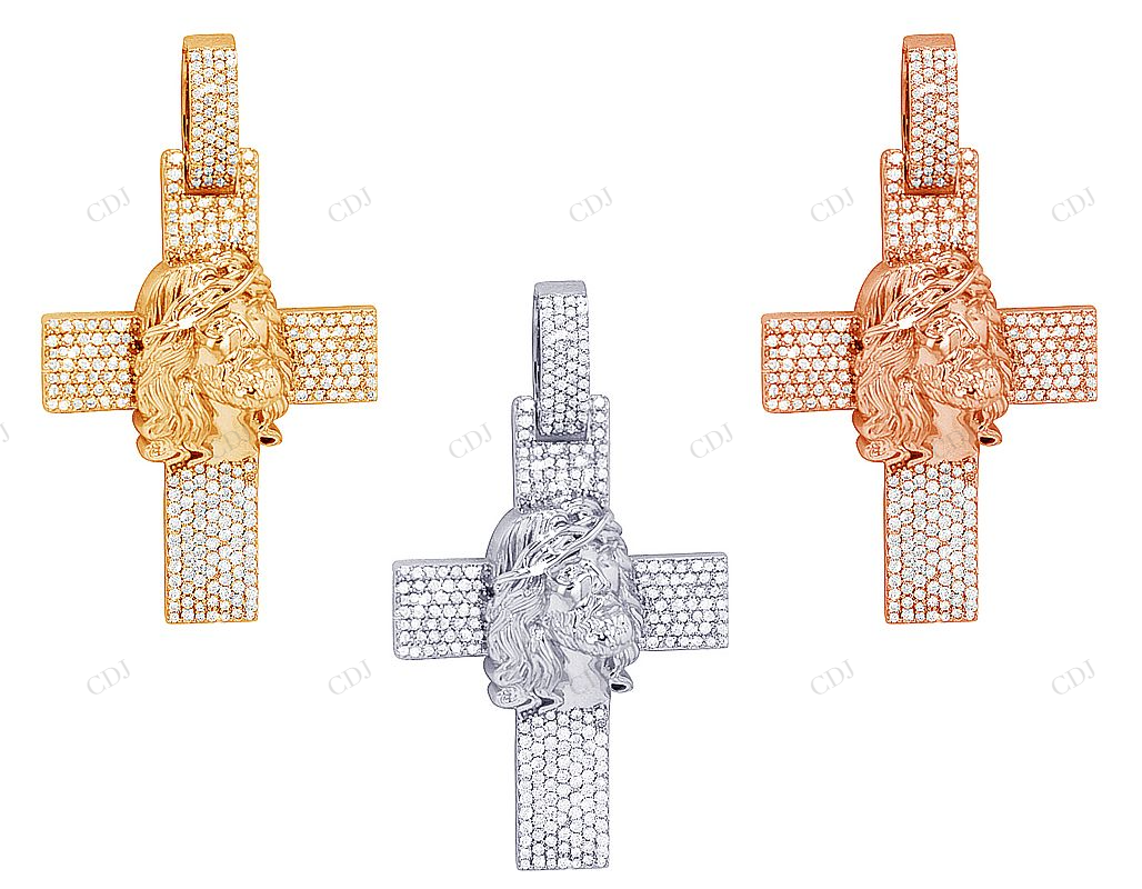 2.0 CTW Jesus on Cross 10K Gold Lab Grown Diamond Pendant Hip Hop Pendent CustomDiamJewel