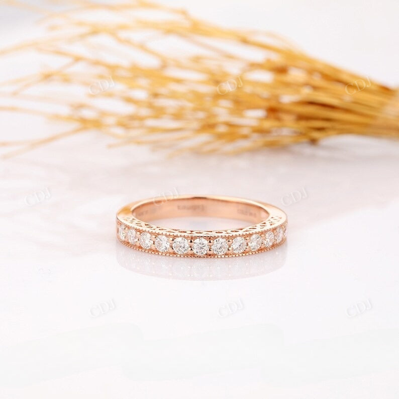 0.24CTW Natural Diamond Channel Set Filigree Wedding Band Wedding Band customdiamjewel 10 KT Solid Gold Rose Gold VVS-EF