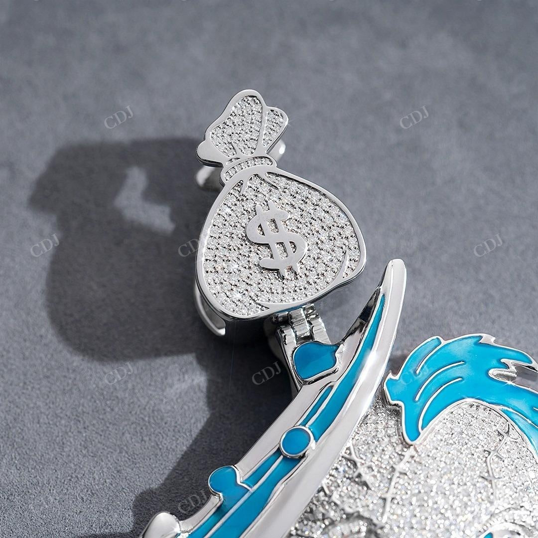 Iced Out Diamond Face Blue Enamel Pendant hip hop jewelry customdiamjewel   