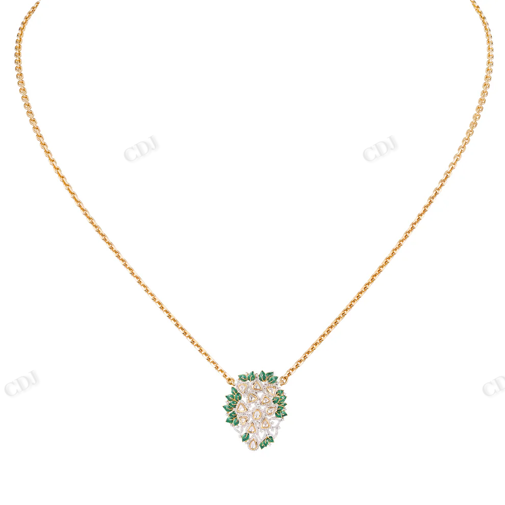 Sterling Silver Green Leaf Diamond Moissanite Pendant hip hop jewelry CustomDiamJewel