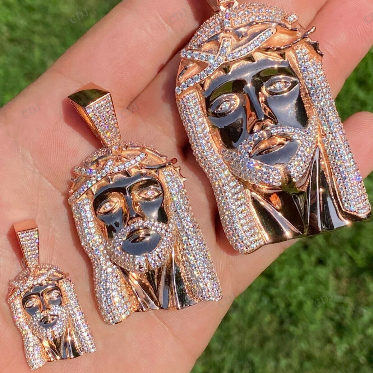 Custom Gold Plated Hip Hop Jesus Pendant hip hop jewelry CustomDiamJewel