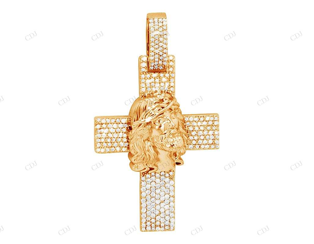 2.0 CTW Jesus on Cross 10K Gold Lab Grown Diamond Pendant Hip Hop Pendent CustomDiamJewel