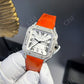 Small Diamond Orange Belt Cartier Moissanite Watch customdiamjewel
