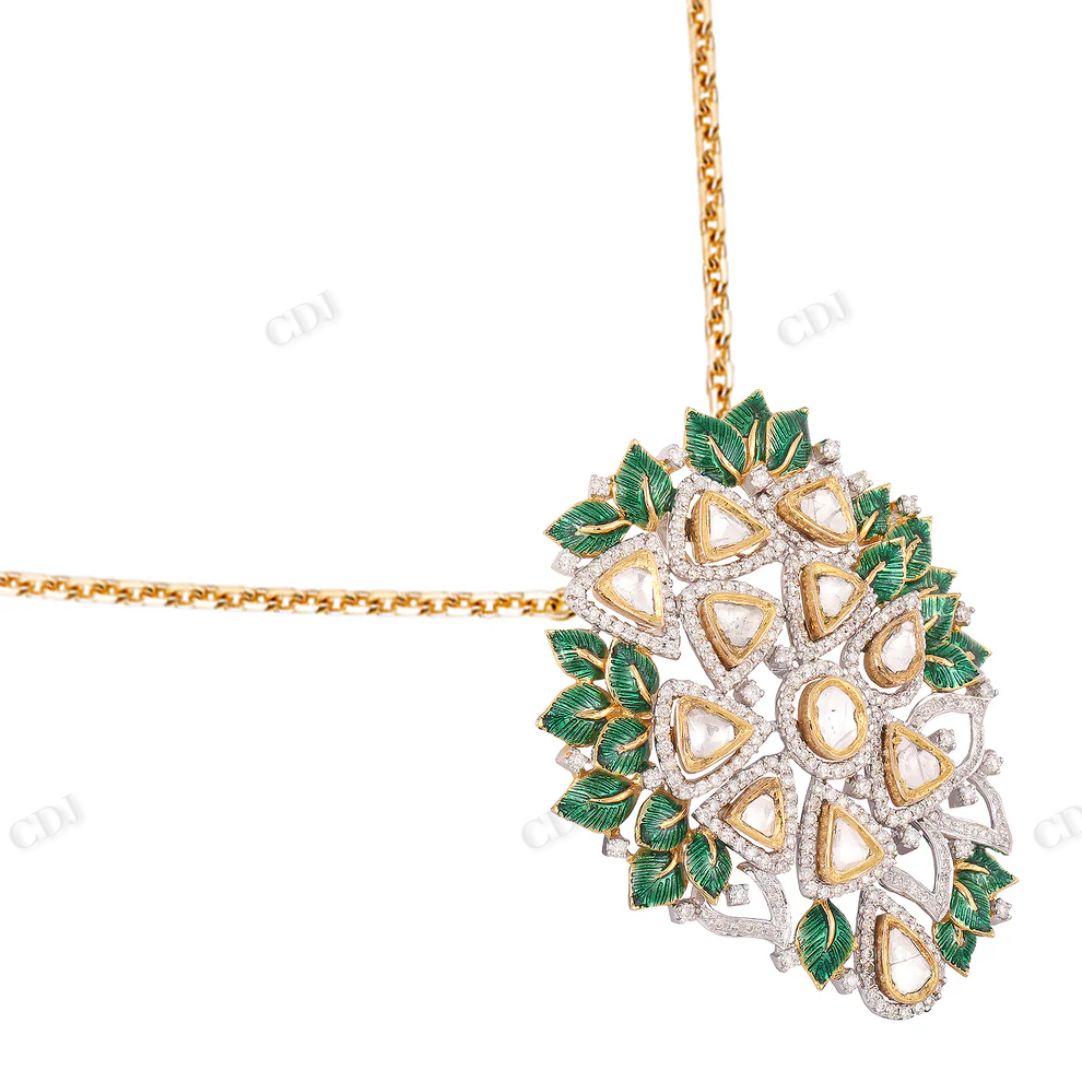 Sterling Silver Green Leaf Diamond Moissanite Pendant hip hop jewelry CustomDiamJewel