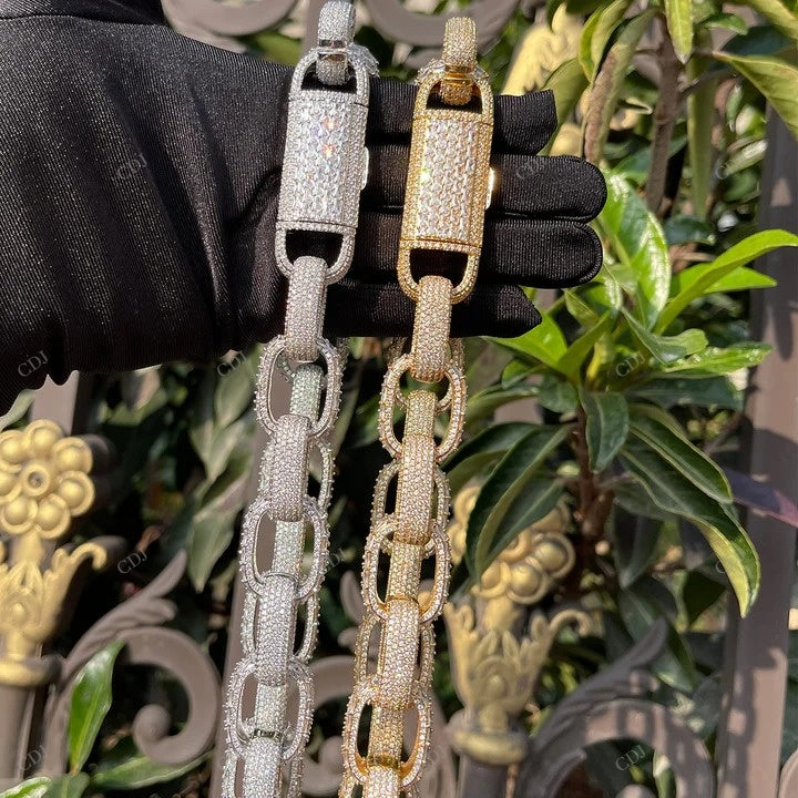 VVS1 Moissanite 925 Sterling Silver link Chain Gift For Him CustomDiamJewel