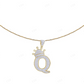 2" Natural Diamond Gold Initial Q Letter Pendant CustomDiamJewel