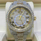 Yellow White Two Tone Rolex Sky Dweller Moissanite Watch for Men's customdiamjewel