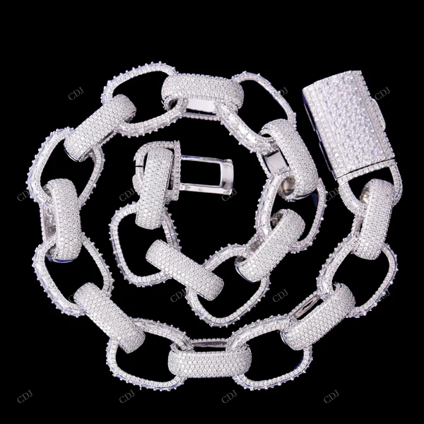 VVS1 Moissanite 925 Sterling Silver link Chain Gift For Him CustomDiamJewel