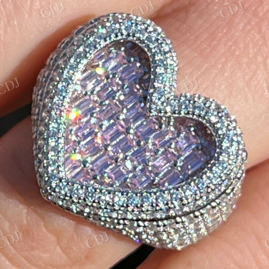 Baguette Diamond Heart Shape Iced Hip Hop Ring  customdiamjewel   