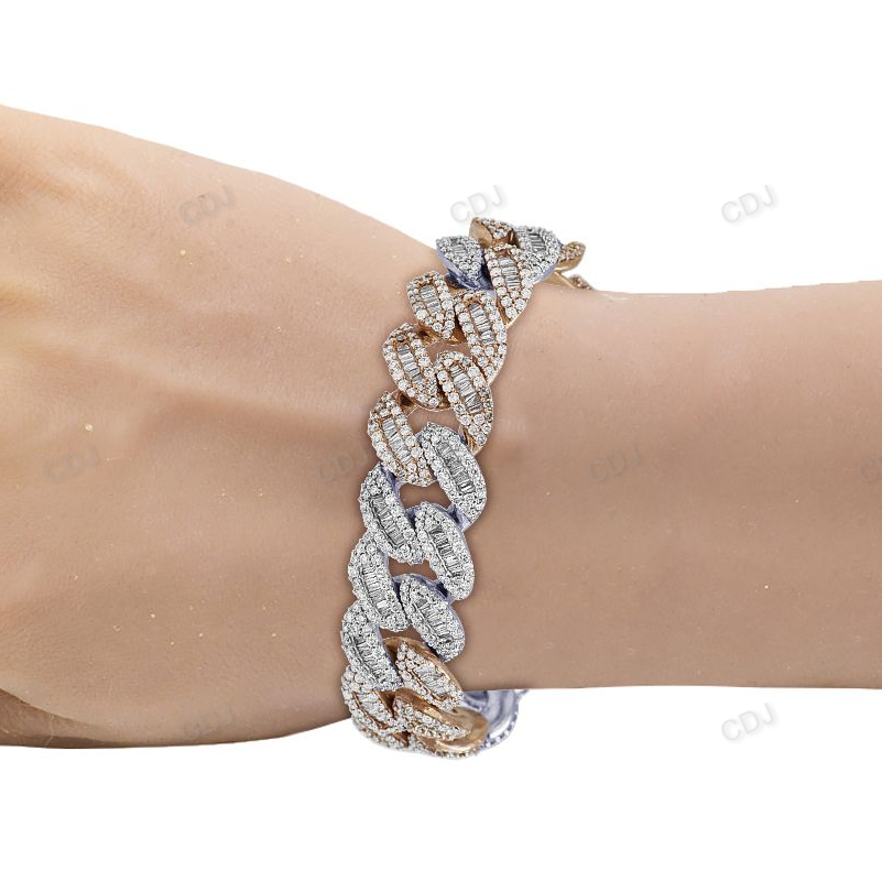 Two Tone VVS Moissanite Chunky Cuban Bracelet