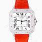 Small Diamond Orange Belt Cartier Moissanite Watch customdiamjewel