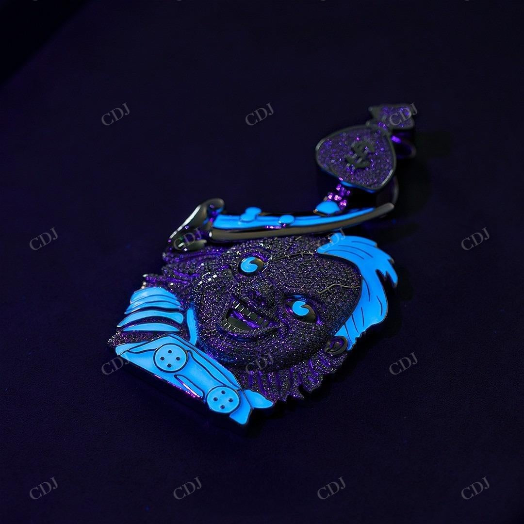 Iced Out Diamond Face Blue Enamel Pendant hip hop jewelry customdiamjewel   