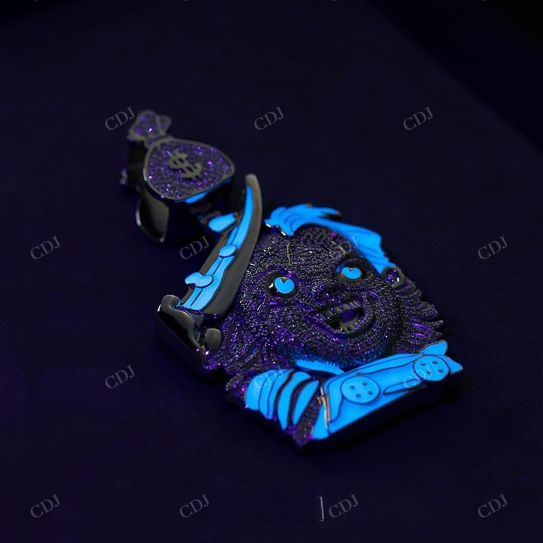 Iced Out Diamond Face Blue Enamel Pendant hip hop jewelry customdiamjewel   