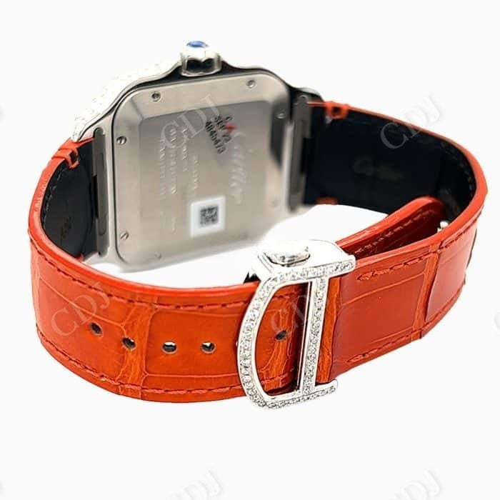 Small Diamond Orange Belt Cartier Moissanite Watch customdiamjewel