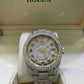 Yellow White Two Tone Rolex Sky Dweller Moissanite Watch for Men's customdiamjewel