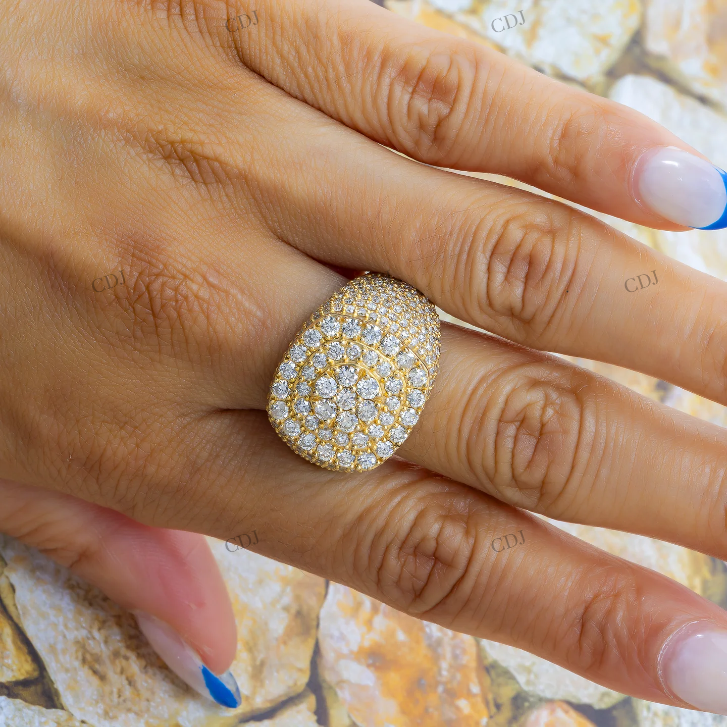 Sterling Silver Moissanite Round Cluster Ring hip hop ring customdiamjewel