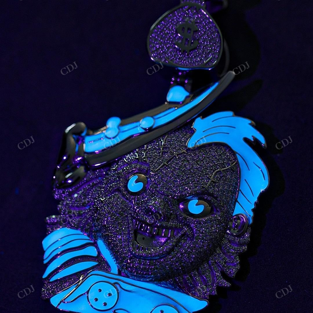 Iced Out Diamond Face Blue Enamel Pendant hip hop jewelry customdiamjewel   