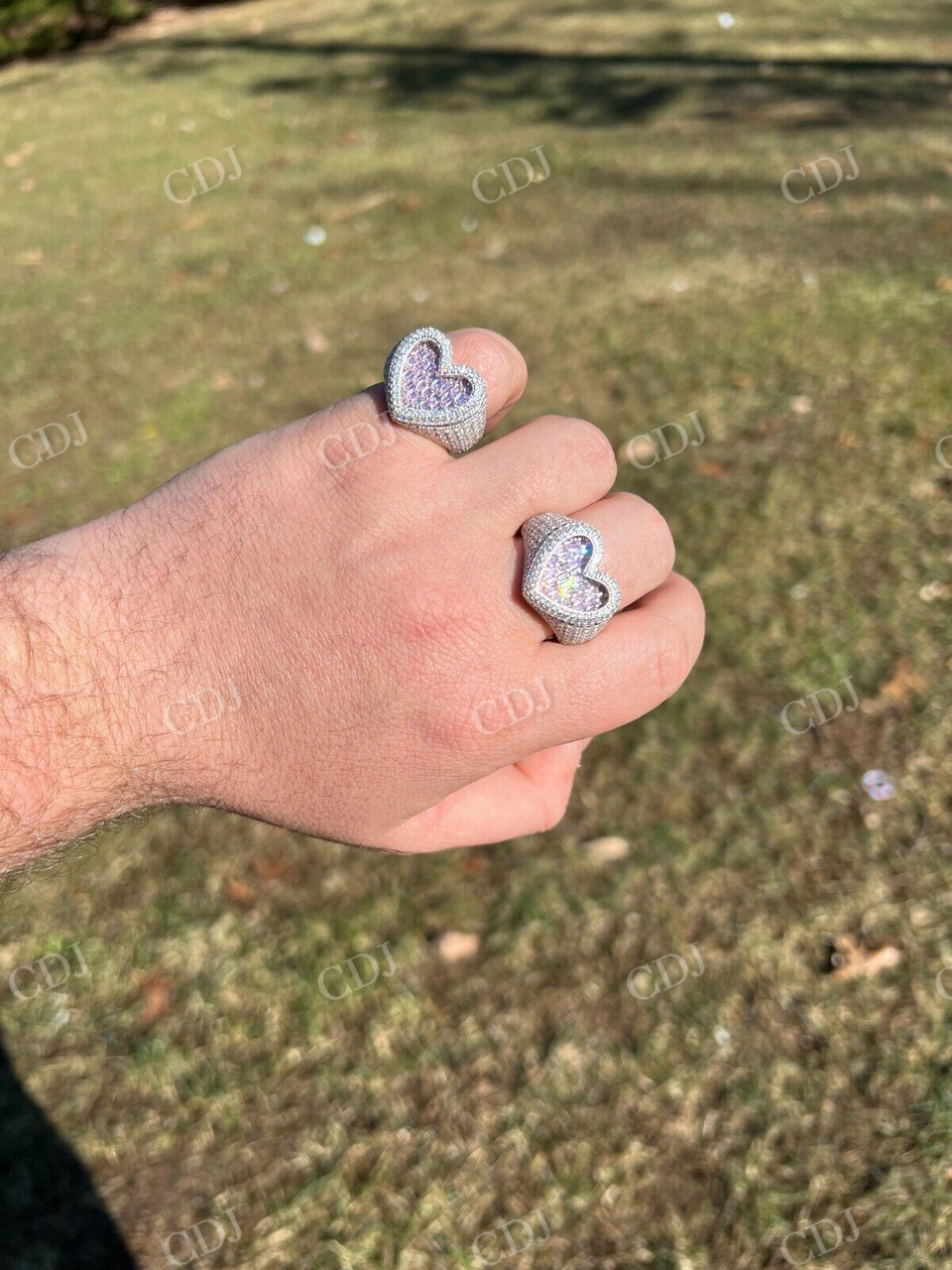Baguette Diamond Heart Shape Iced Hip Hop Ring  customdiamjewel   