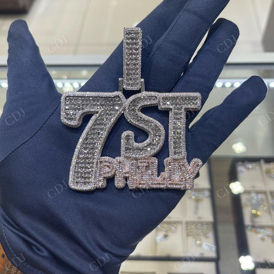 Custom Iced Out Moissanite Baguette Hip Hop Pendant hip hop jewelry CustomDiamJewel   