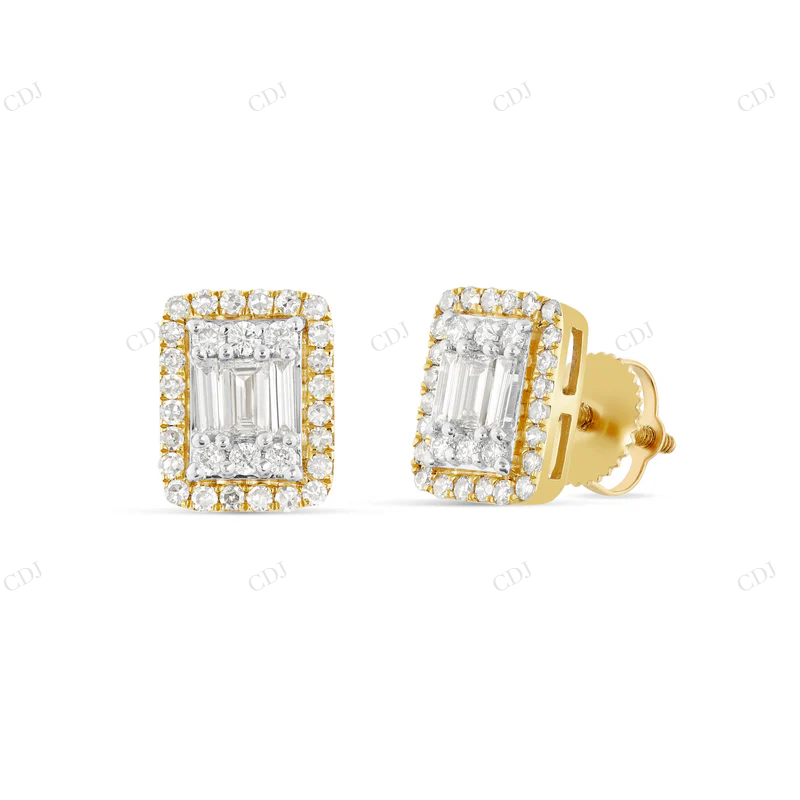 Baguette illusion Moissanite Diamond Stud Earrings Stud earrings CustomDiamJewel