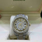 Yellow White Two Tone Rolex Sky Dweller Moissanite Watch for Men's customdiamjewel