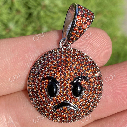 925 Silver Angry Red Face Emoji Pendant  customdiamjewel   