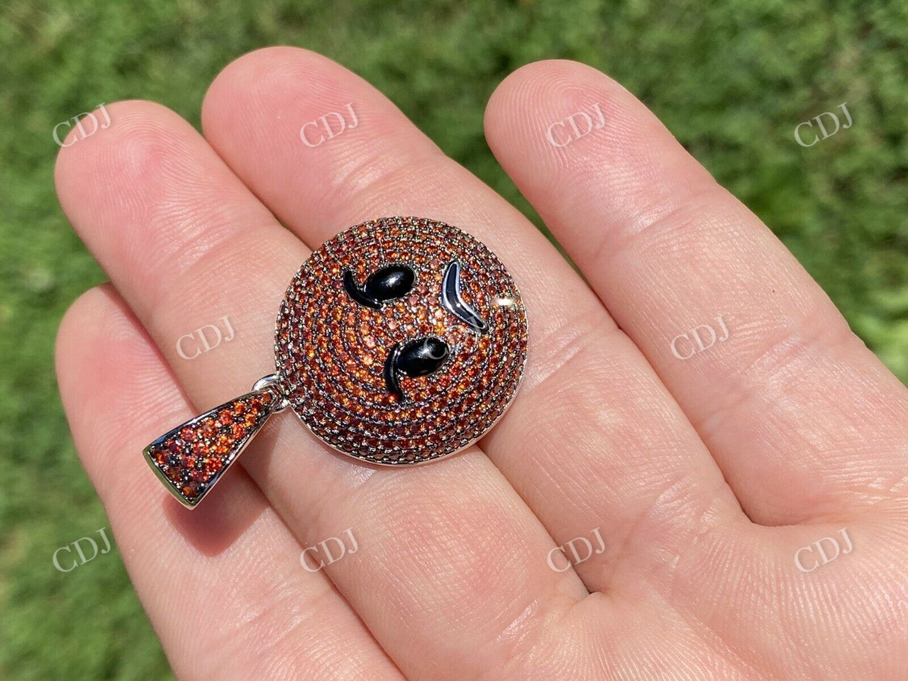 925 Silver Angry Red Face Emoji Pendant  customdiamjewel   