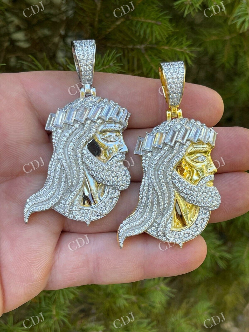 14k Gold Jesus Piece Iced Hip Hop Pendant  customdiamjewel   