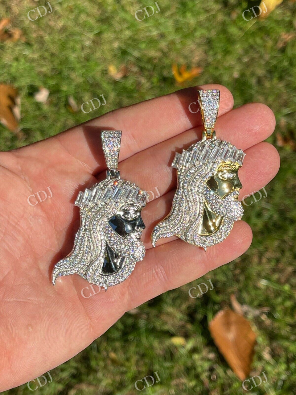 14k Gold Jesus Piece Iced Hip Hop Pendant  customdiamjewel   