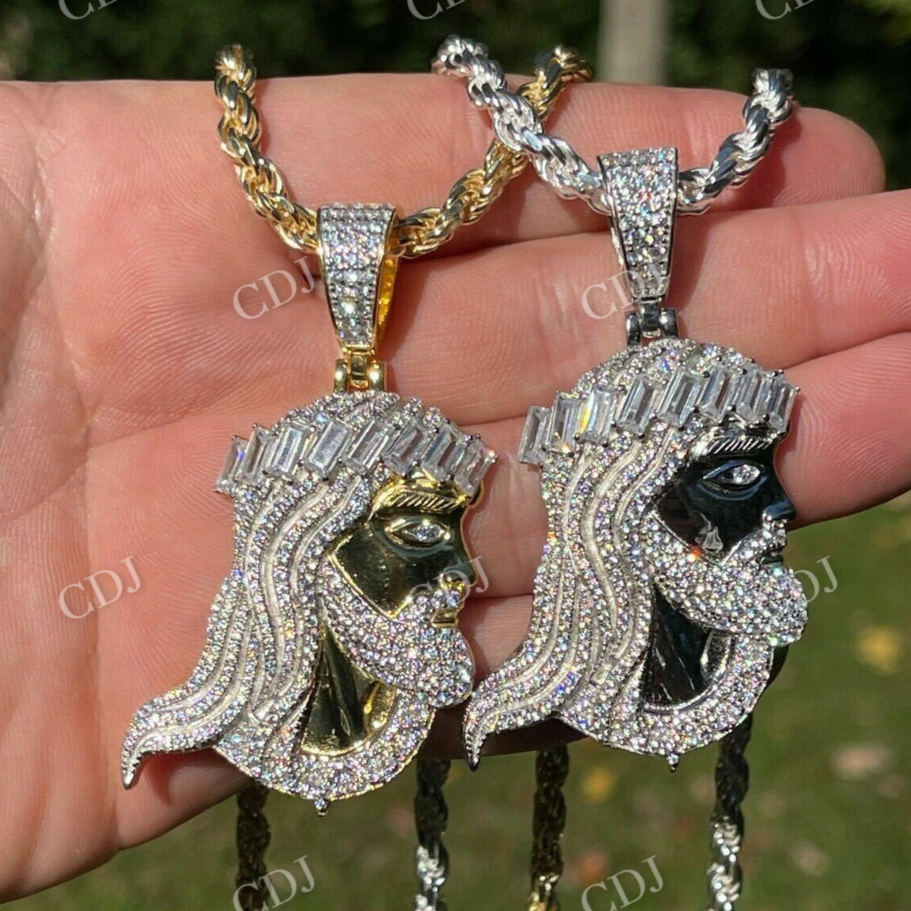 14k Gold Jesus Piece Iced Hip Hop Pendant  customdiamjewel   
