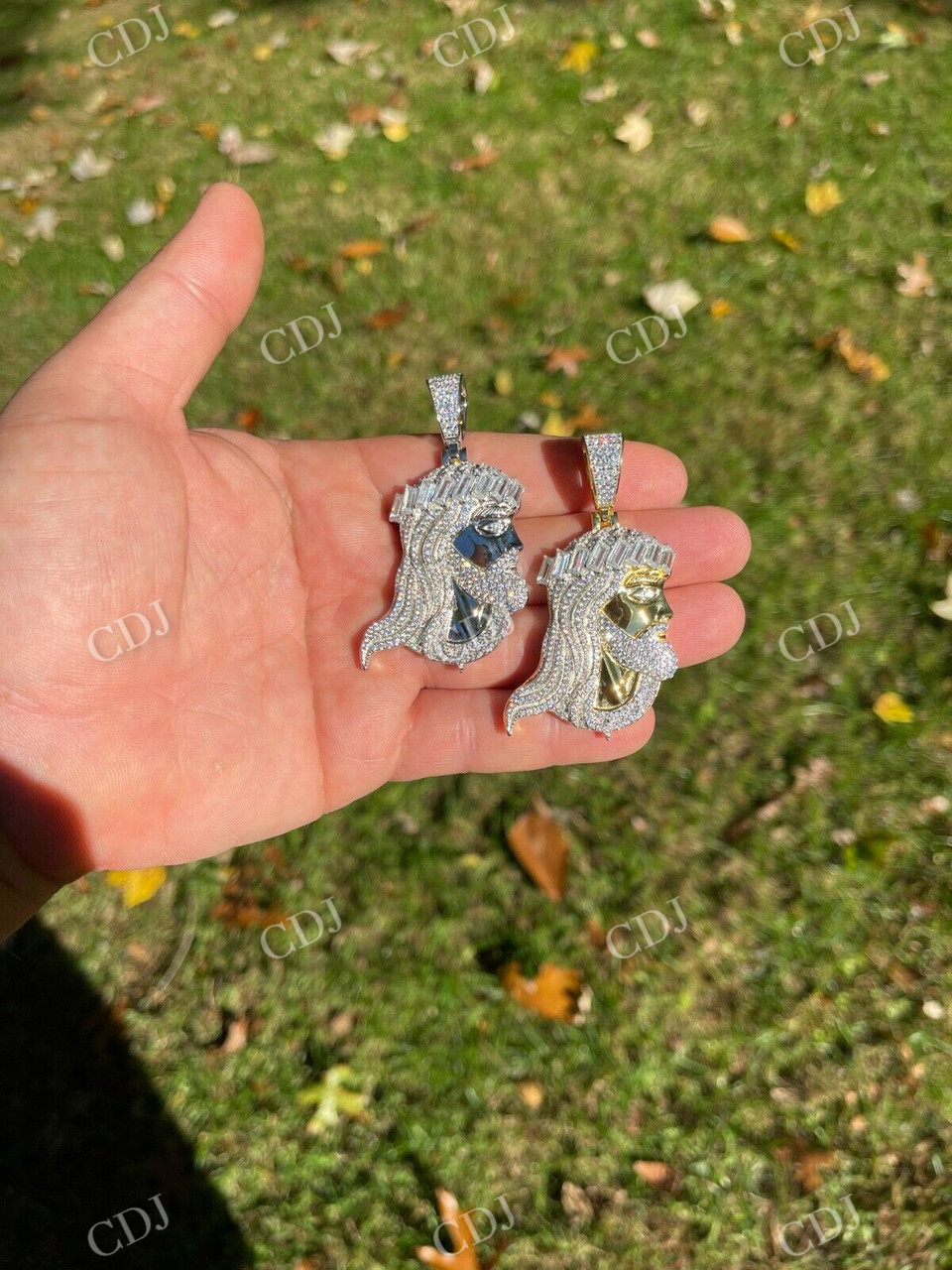 14k Gold Jesus Piece Iced Hip Hop Pendant  customdiamjewel   