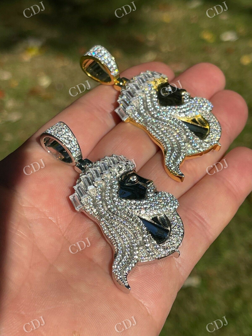 14k Gold Jesus Piece Iced Hip Hop Pendant  customdiamjewel   