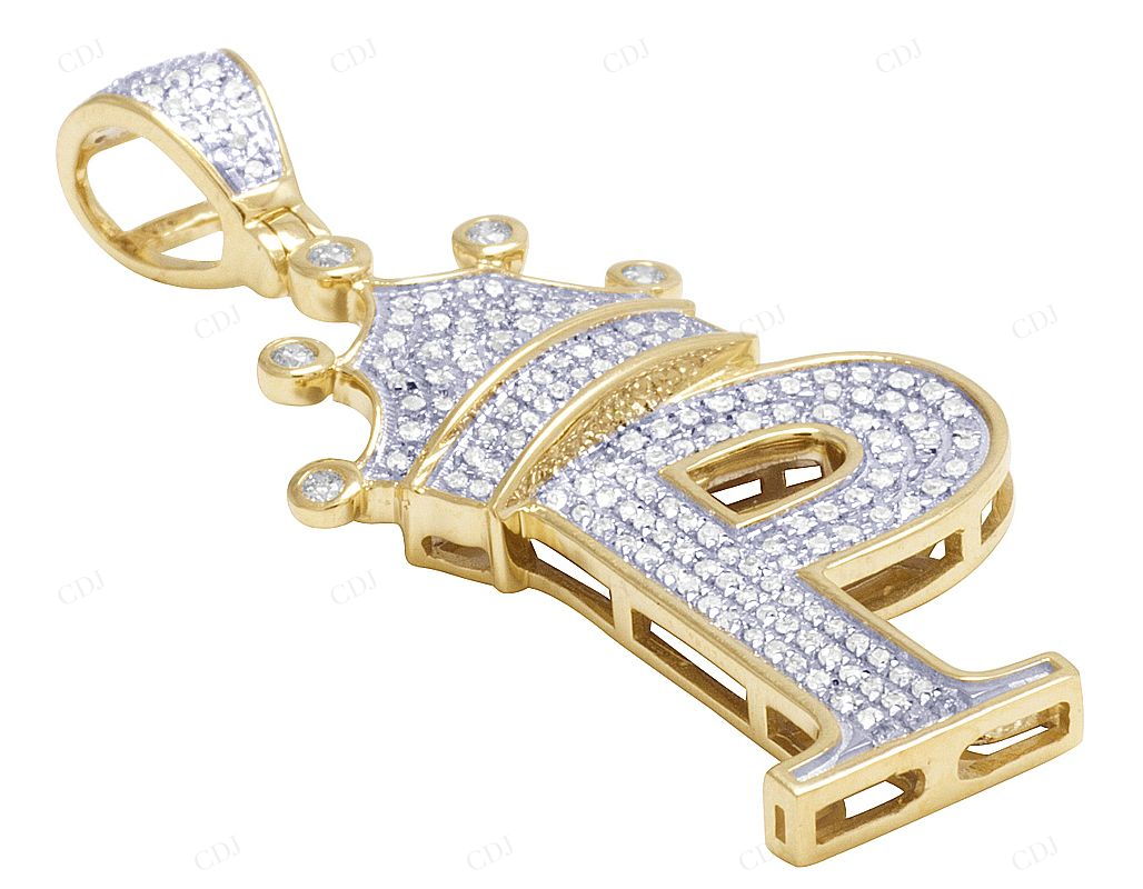 0.50 CTW Real Diamond Initial "P" Crown Pendant CustomDiamJewel