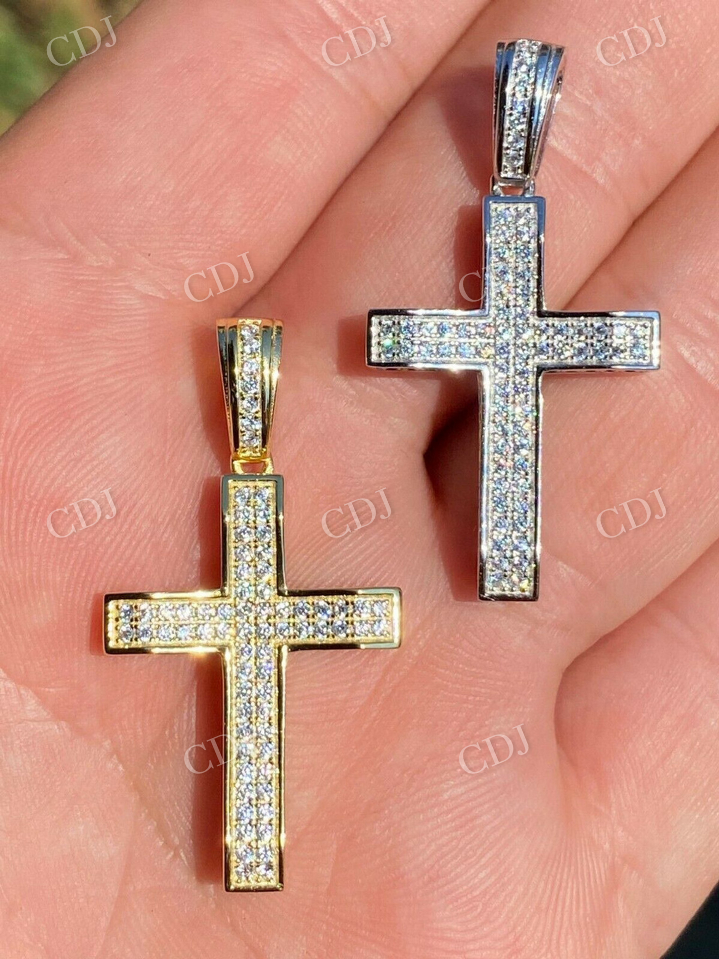 1" Iced Diamond Cross Pendant  customdiamjewel   