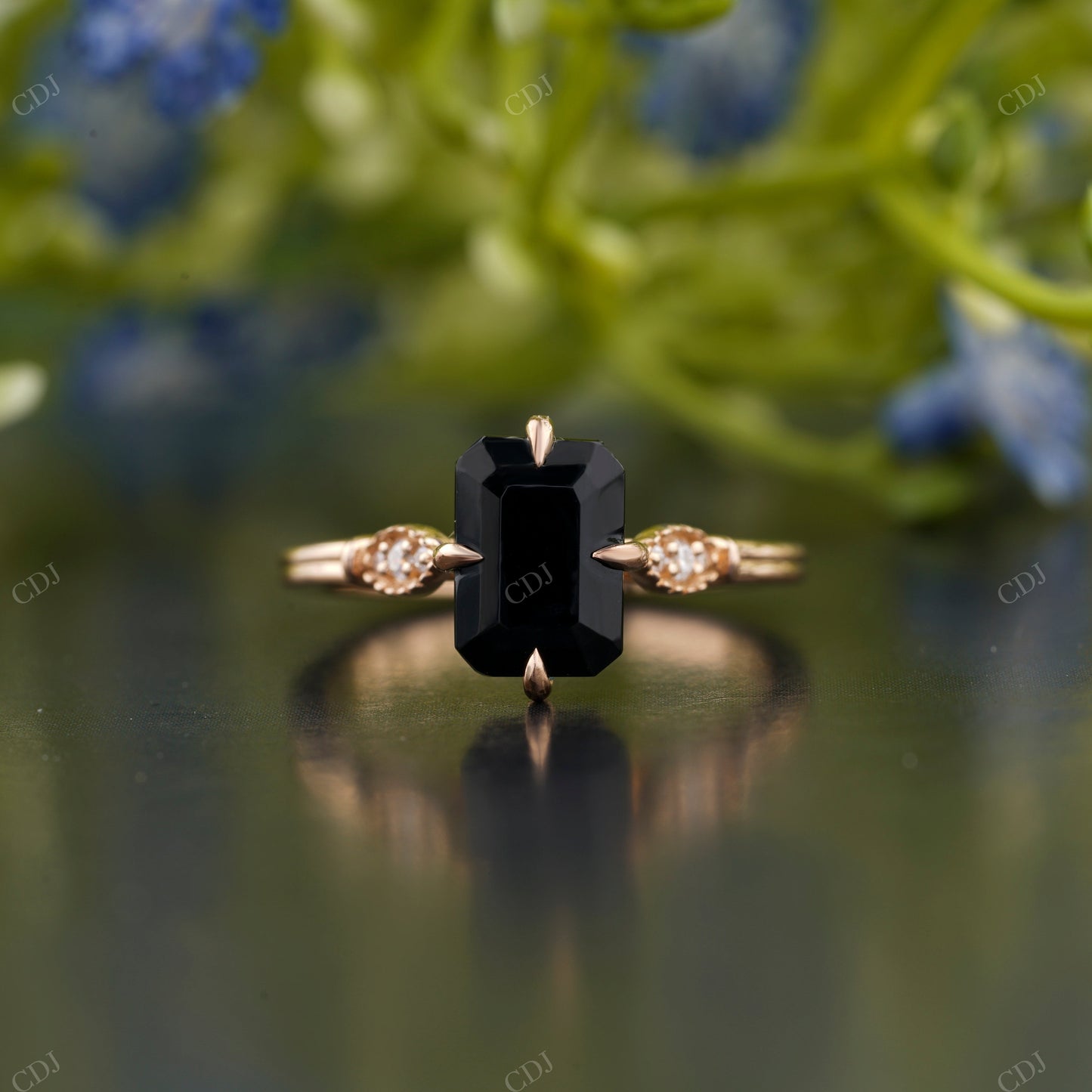 Black Emerald Moissanite Diamond Ring customdiamjewel