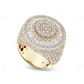 18kt Yellow Gold Circle Halo Baguette Diamond Moissanite Ring hip hop jewelry CustomDiamJewel