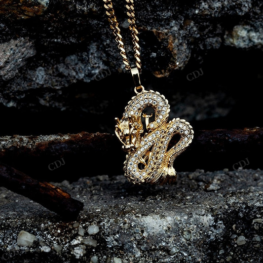 Gold Plated Moissanite Diamond Snake Pendant hip hop jewelry CustomDiamJewel
