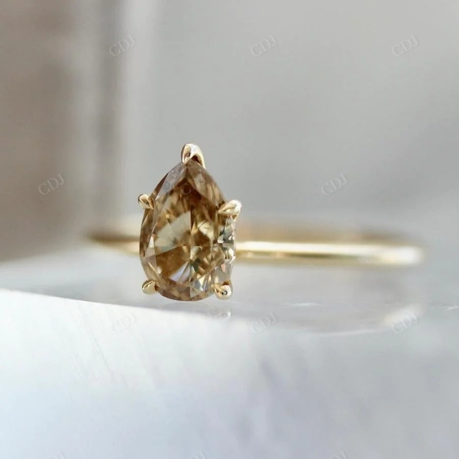 Canary Yellow Pear Cut Moissanite Bridal Ring customdiamjewel