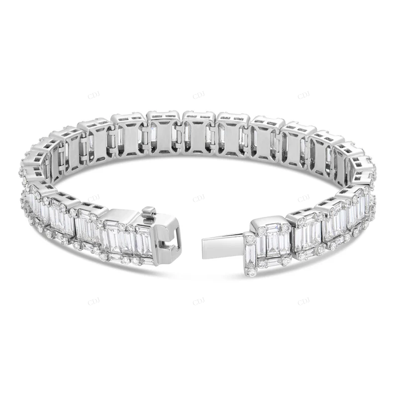 Classic Timeless Design Baguette Cut Moissanite Tennis Bracelet CustomDiamJewel