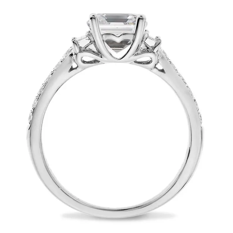 Emerald 3 Stone Moissanite Engagement Ring  customdiamjewel   