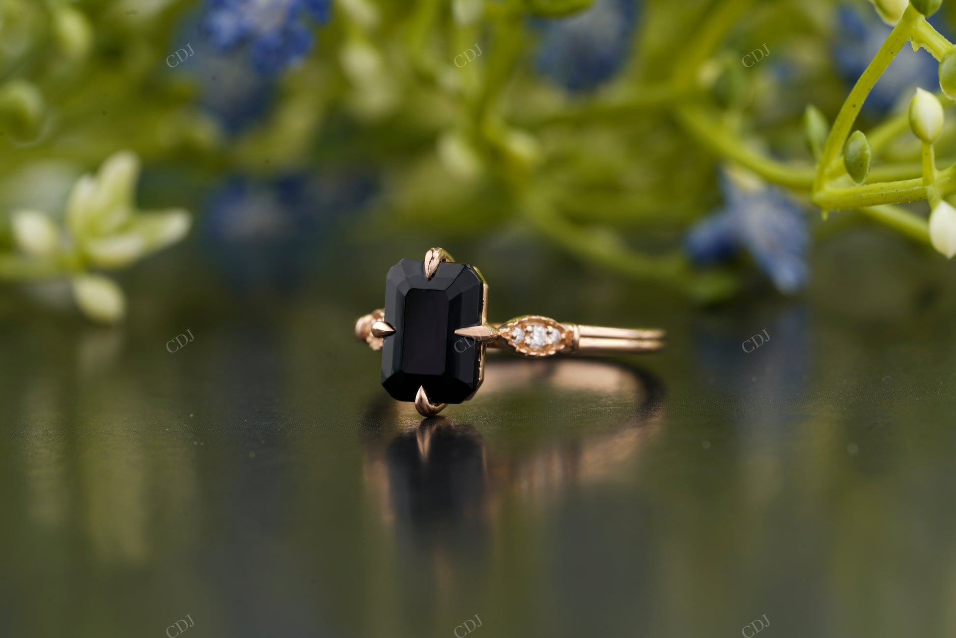 Black Emerald Moissanite Diamond Ring customdiamjewel