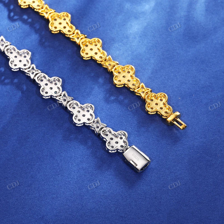 10mm S925 Moissanite Cross Stationed Star Link Tennis Chain hip hop jewelry CustomDiamJewel