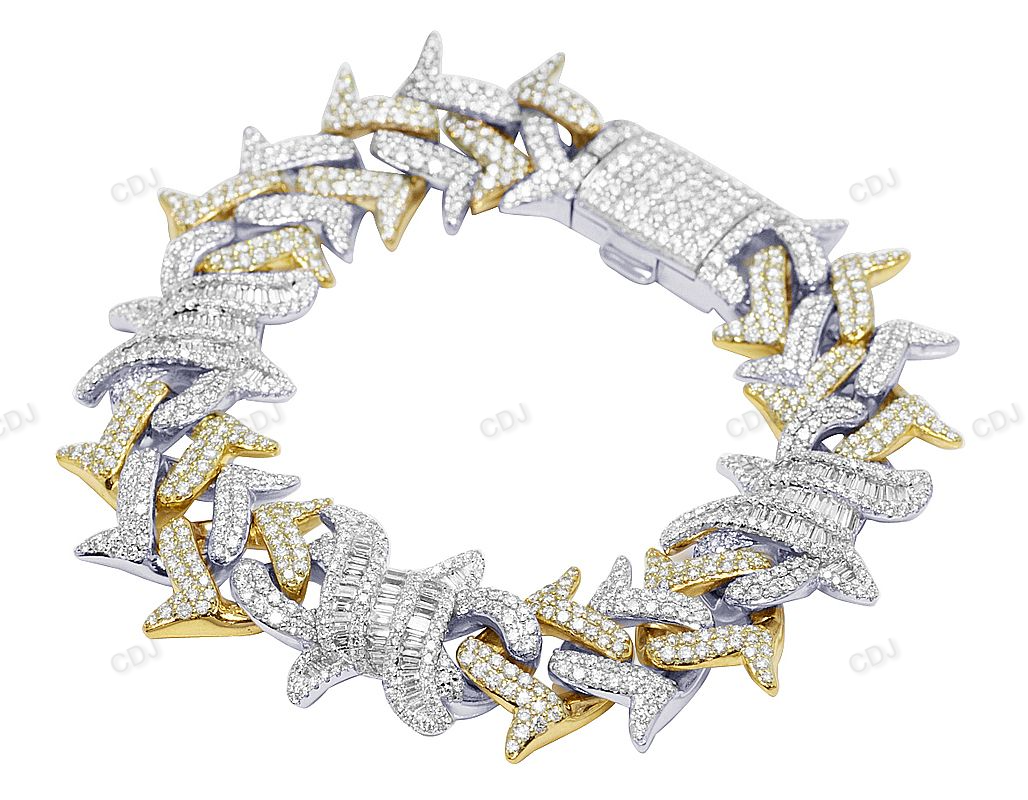 High Quality Silver Moissainte Thron Cuban Bracelet hip hop jewelry CustomDiamJewel
