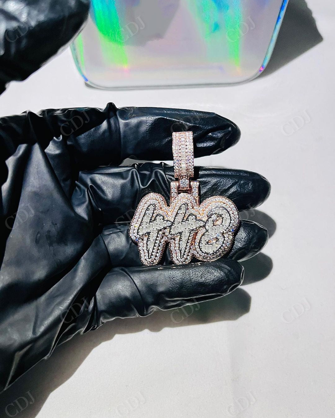 Sterling Silver Baguette Diamond VVS Gold Plated Pendant hip hop jewelry CustomDiamJewel   