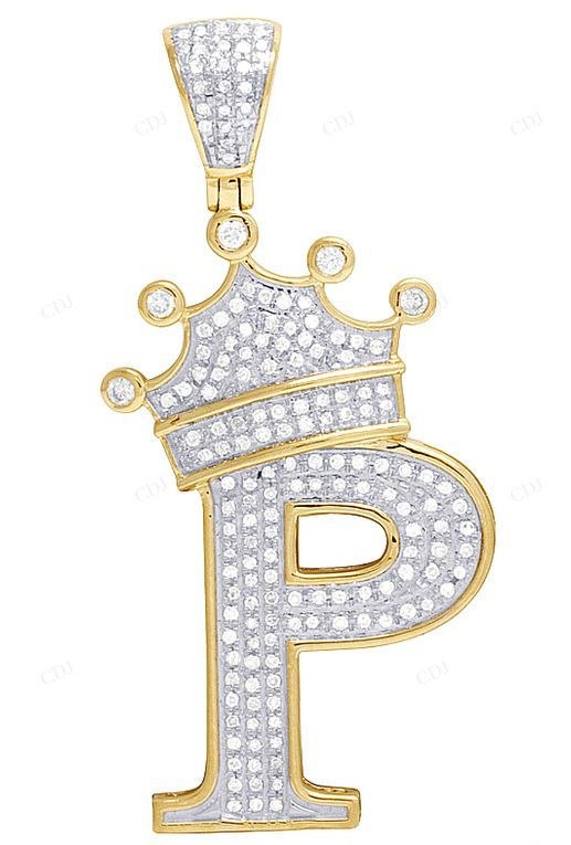 0.50 CTW Real Diamond Initial "P" Crown Pendant CustomDiamJewel
