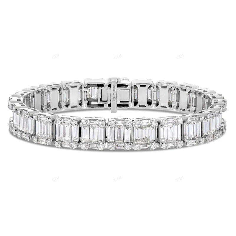Classic Timeless Design Baguette Cut Moissanite Tennis Bracelet CustomDiamJewel