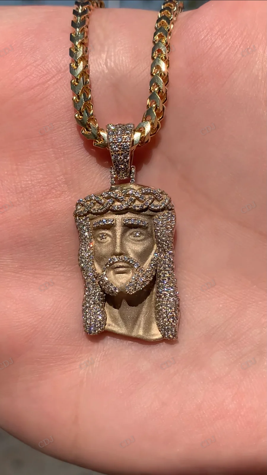 Custom Round Cut Diamond Jesus Pendant hip hop jewelry CustomDiamJewel