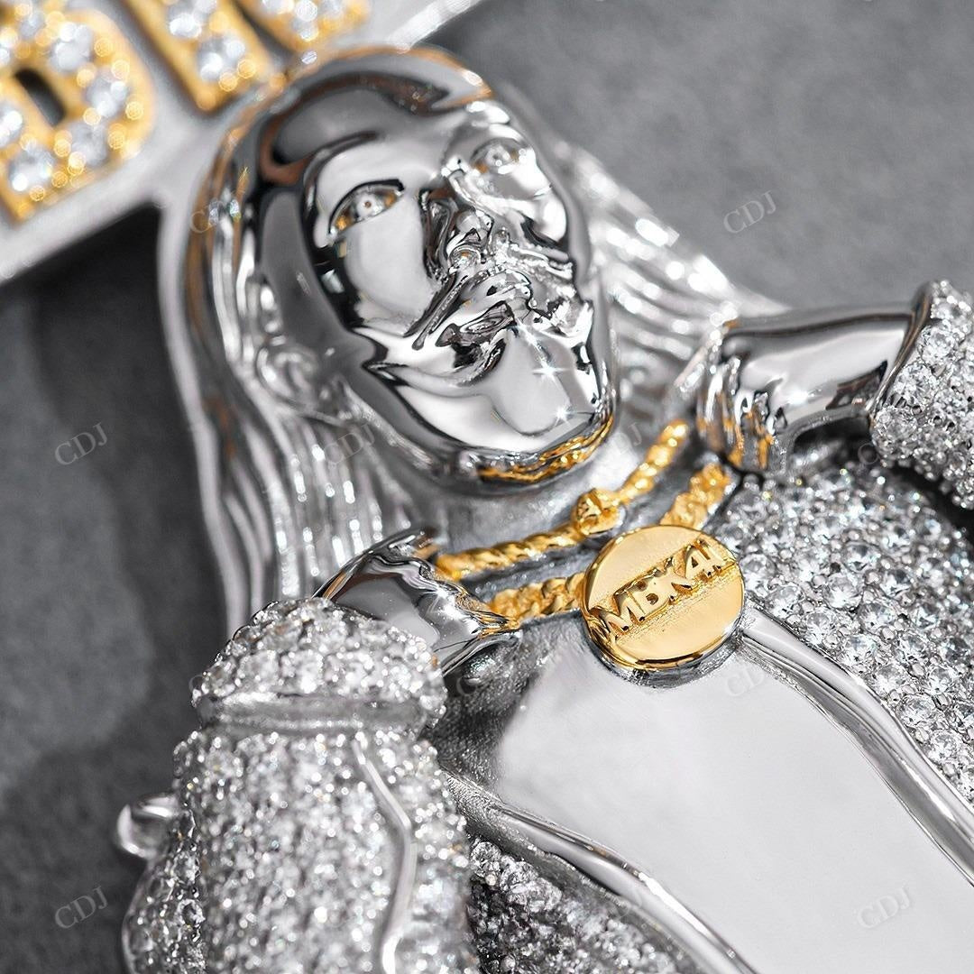 Two Tone Iced Out Diamond Hip Hop Custom Pendant  customdiamjewel   