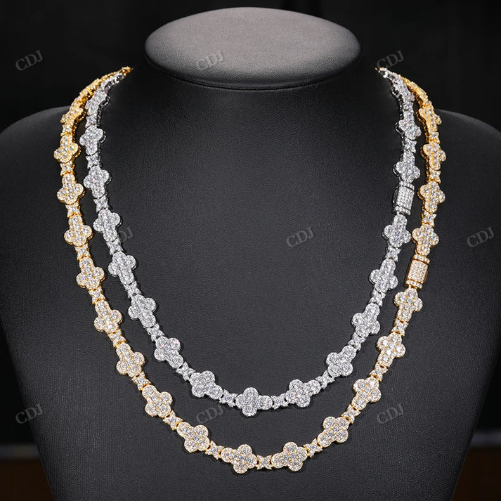 10mm S925 Moissanite Cross Stationed Star Link Tennis Chain hip hop jewelry CustomDiamJewel